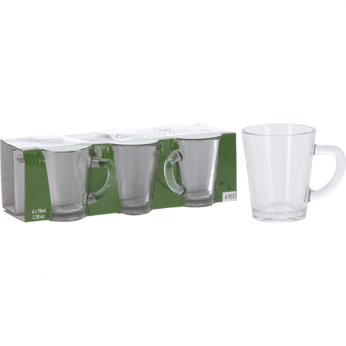 Excellent Houseware Espresso Glass Set Clear 70ml Pack of 6 069182