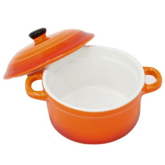 Excellent Houseware Porcelain Casserole Pan with Lid Orange 0.3Ltr 121946
