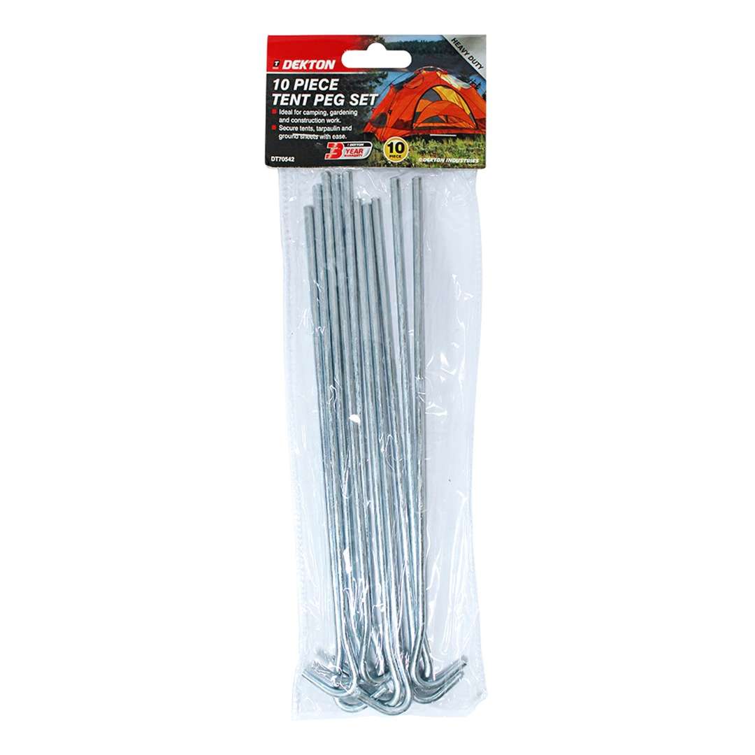Dekton Heavy Duty Tent Peg Hooks Silver Pack of 10 DT70542