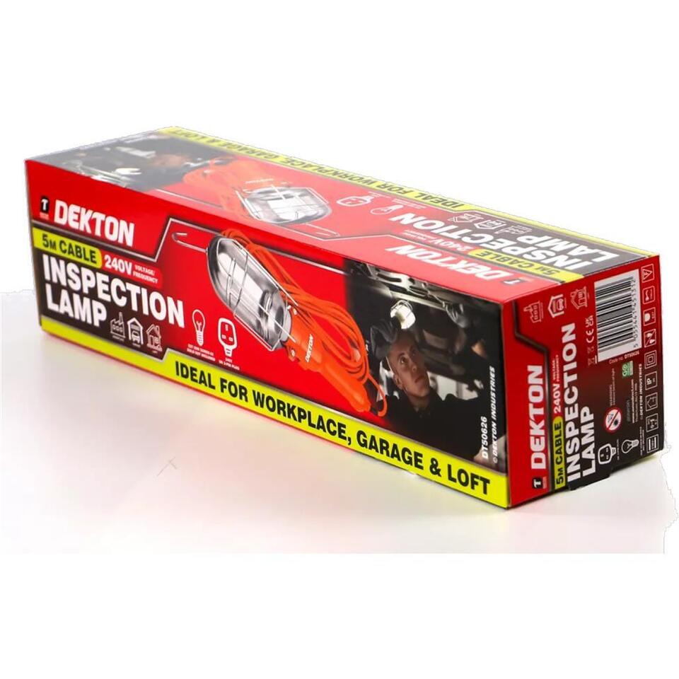 Dekton 240V Corded Inspection Lamp Orange DT50626 | 5Mtr Cable
