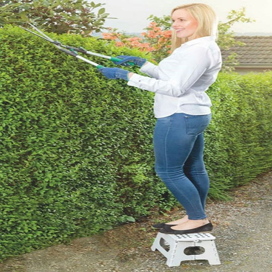 Dekton Folding Step Stool White Open W34cm x D27cm x H22cm - Folded W34.5cm x D4.5cm x H34.5cm Load Capacity 150kg AV10015