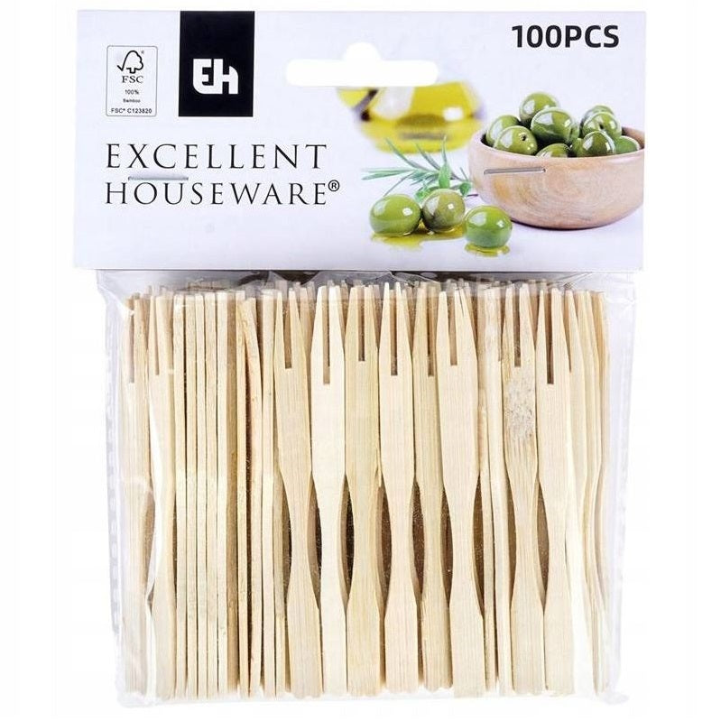 Excellent Houseware Bamboo Cocktail Fork Pack of 100 75597