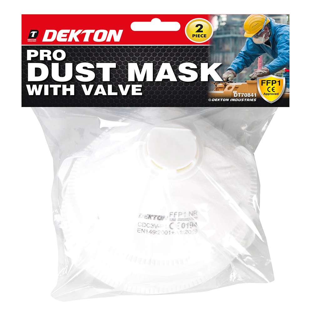 Dekton Pro Dust Mask with Valve White Pack of 2 DT70841