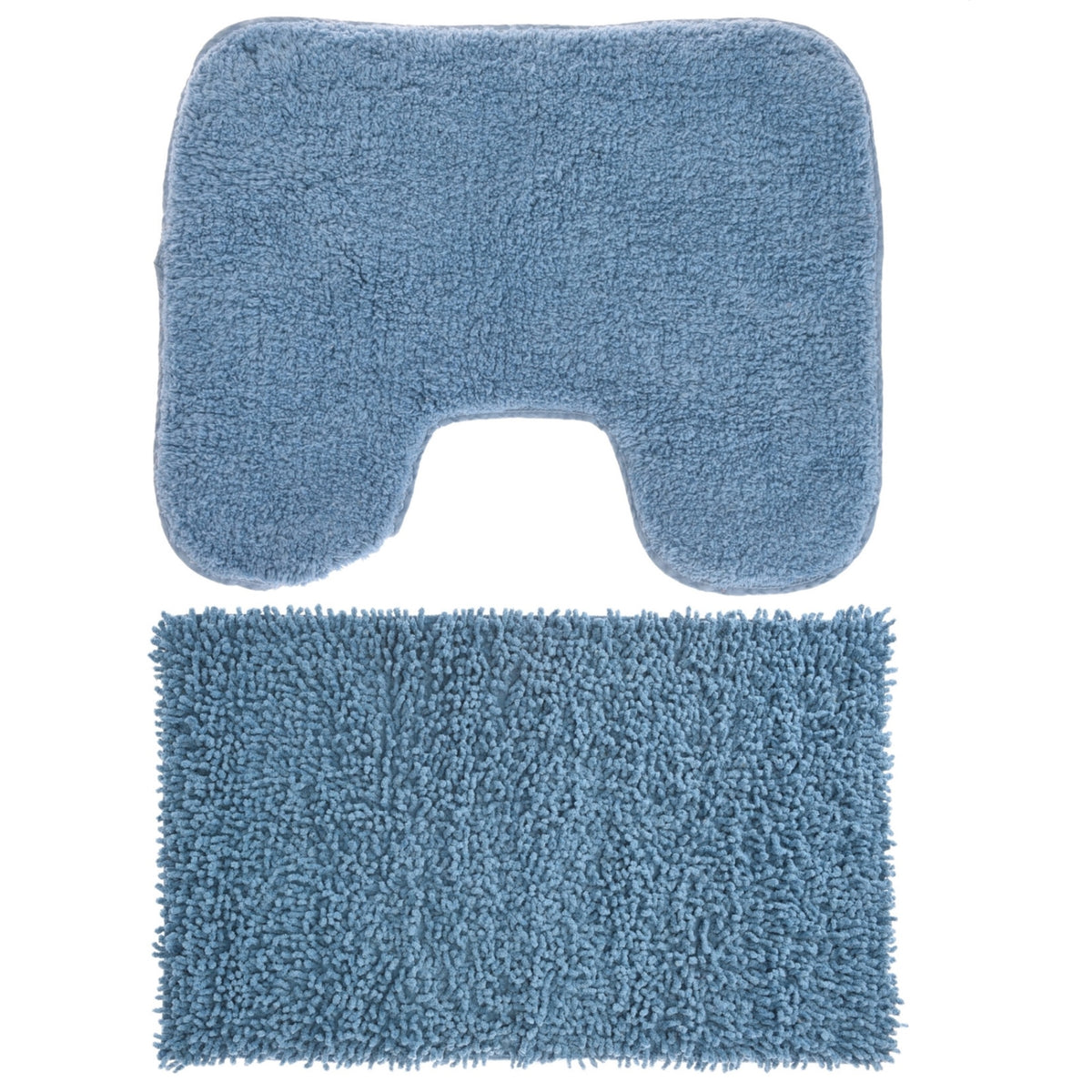 Bathroom Solutions Cotton Bath and Toilet Mat Set Blue 079070