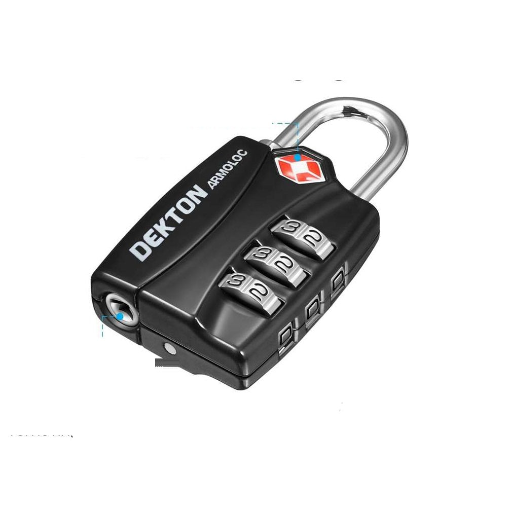 Dekton Open Alert Indicator TSA Accepted 3 Digit Combination High Security Padlock Black 30mm DT71055