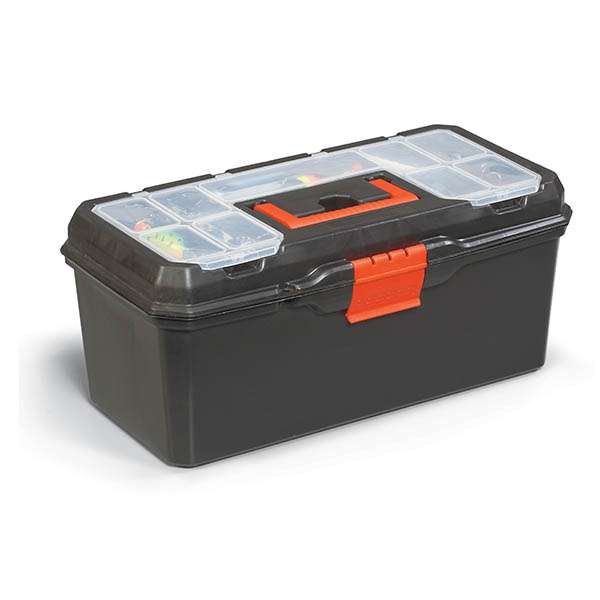Dekton Toolbox with Lid Storage and Lift Out Carry Tray Black 16-Inch - 41 cm 200mm x 410mm x 180mm DT50130
