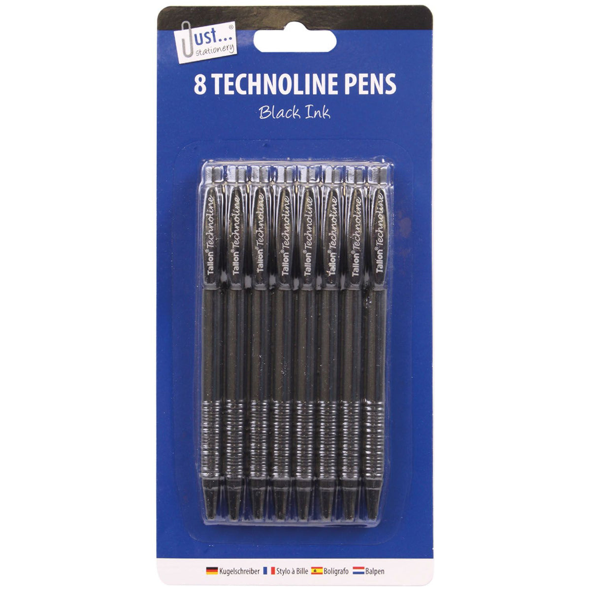 Tallon Just Stationery Technoline Pens Black Pack of 8 1025
