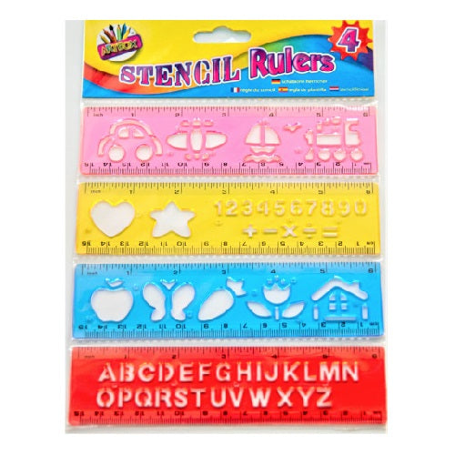 Tallon ArtBox Stencil Rulers Assorted Pack of 4 1076