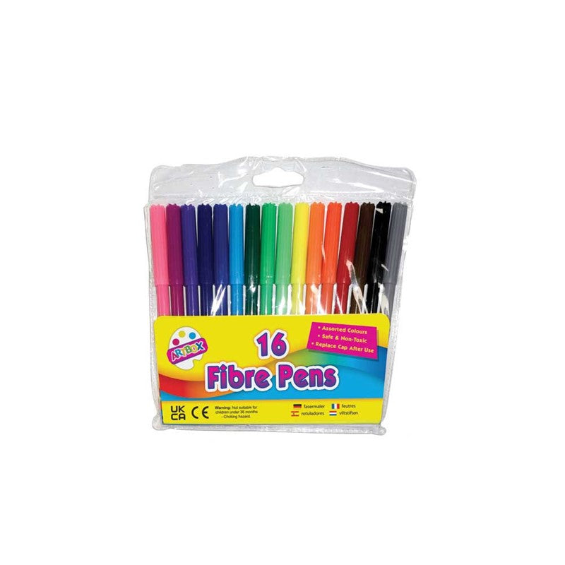 Tallon ArtBox Fine Tip Fibre Colouring Pens Assorted Pack of 16 1090