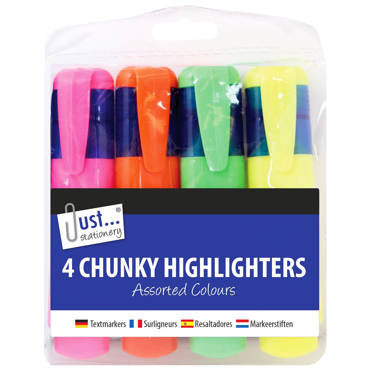 Tallon Just Stationery Neon Colours Chisel Highlighters Assorted Pack of 4 4074