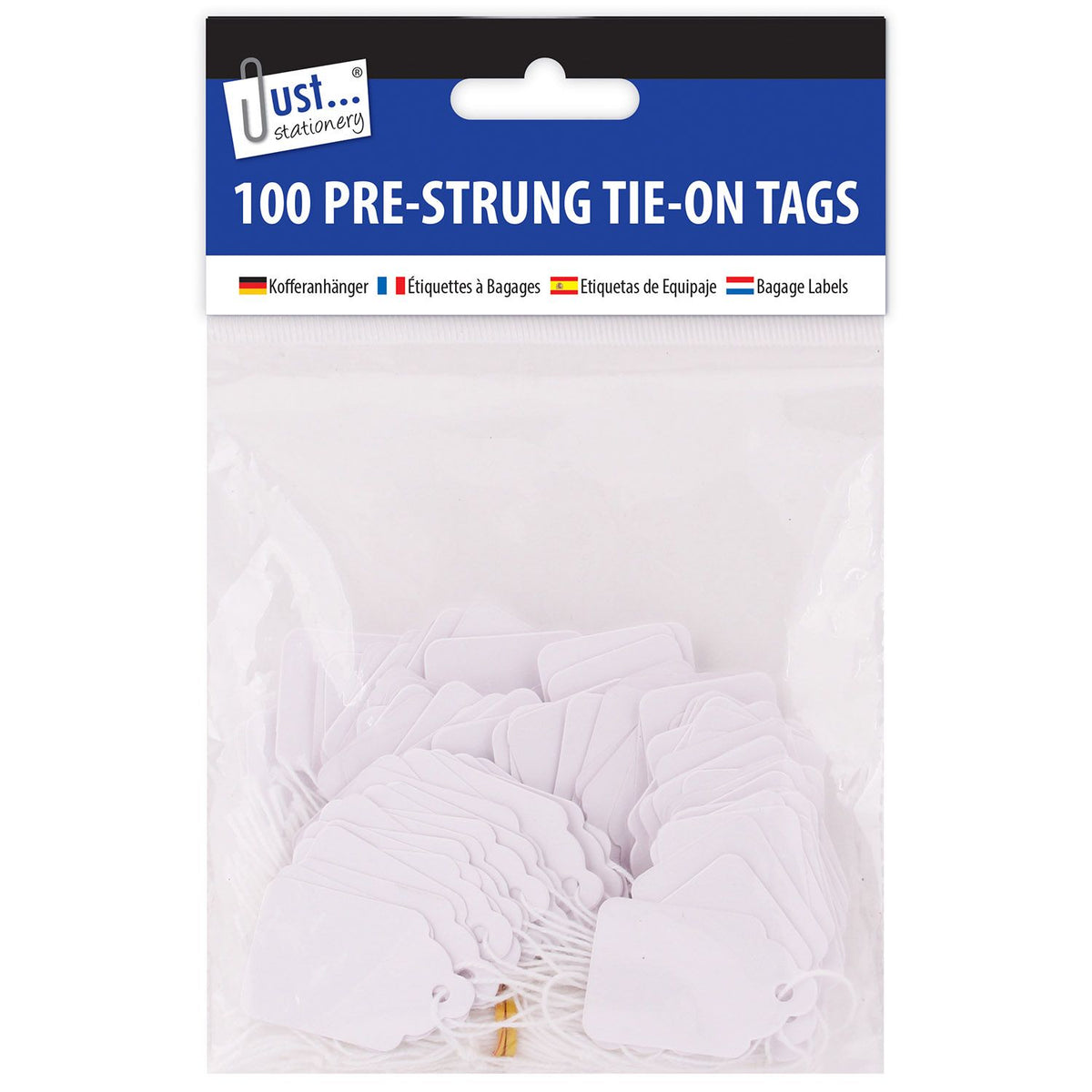 Tallon Just Stationery Pre-Strung Tie-on Tags White Pack of 100 4258