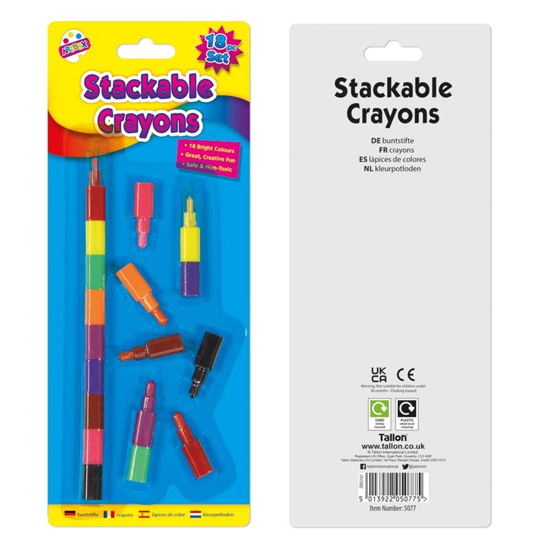 Tallon ArtBox Stackable Crayons Assorted Pack of 18 5077