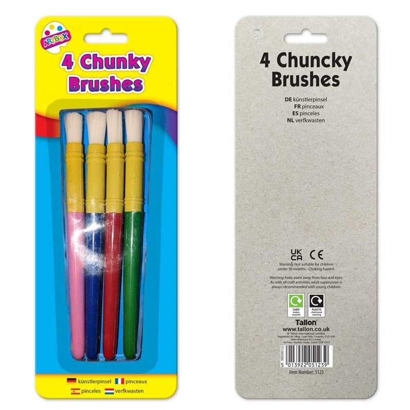 Tallon ArtBox Chunky Plastic Handle Brushes Assorted Pack of 4 5123