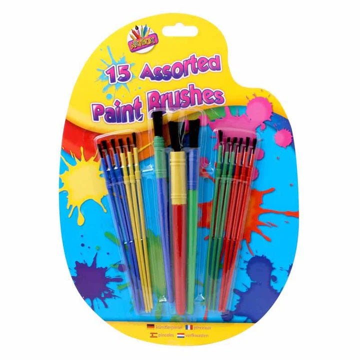 Tallon ArtBox Plastic Handle Paint Brushes Assorted Pack of 15 5124
