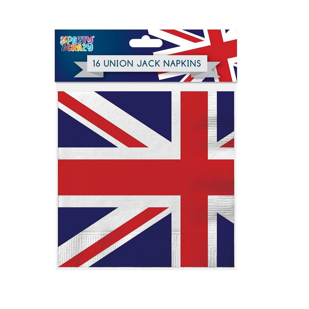 Tallon Party Crazy Union Jack Party Napkins Multicolour Pack of 16