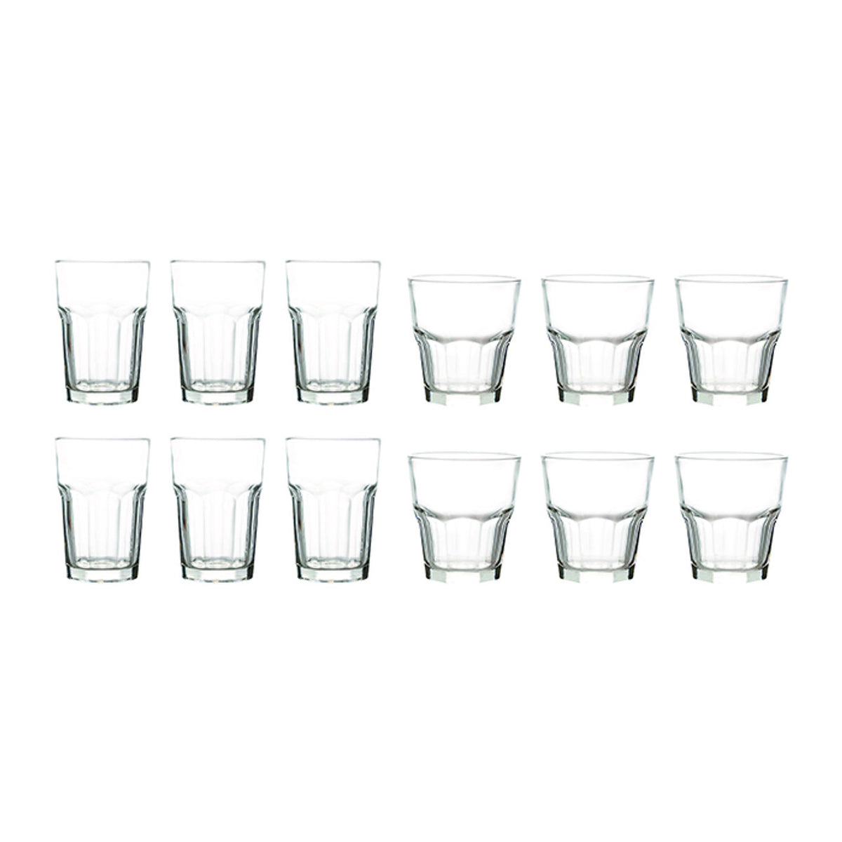 Ravenhead Manhattan Tumbler Set Clear 12-Piece 0040.058 | 6x 35cl Hiball Glasses | 6x 25cl Mixer Glasses | Strong and Durable