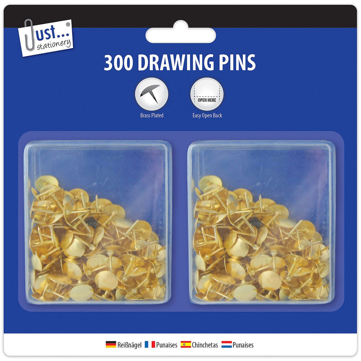 Tallon Just Stationery Drawing Pins Brass Plated Pack of 300 6824