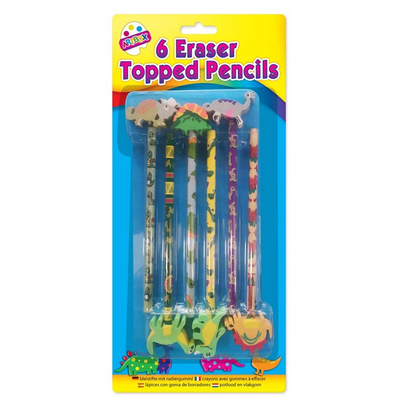 Tallon ArtBox Eraser Topped Pencils Assorted Pack of 6 6335