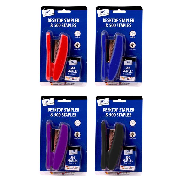 Tallon Just Stationery Desktop Stapler and 500 Staples Assorted Standard Size 26-6 6085-48