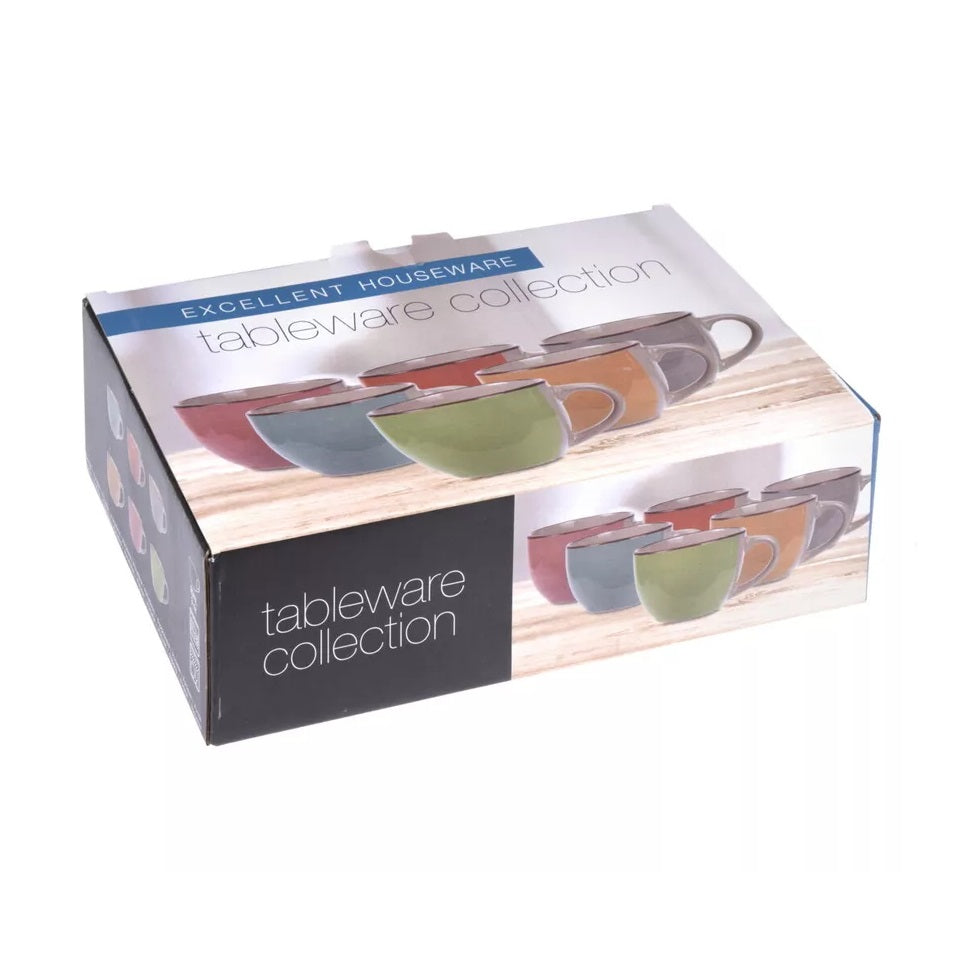 Excellent Housware Porcelain Espresso Cups Assorted 90ml Pack of 6 038629