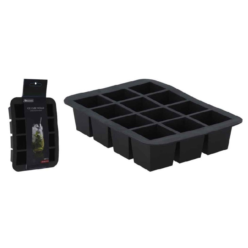 Excellent Houseware ICE Cube Mould Black 19cm x 14cm x 4cm 12Pcs 152225