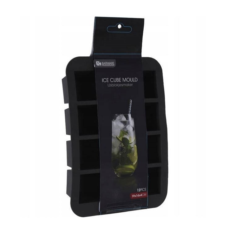 Excellent Houseware ICE Cube Mould Black 19cm x 14cm x 4cm 12Pcs 152225