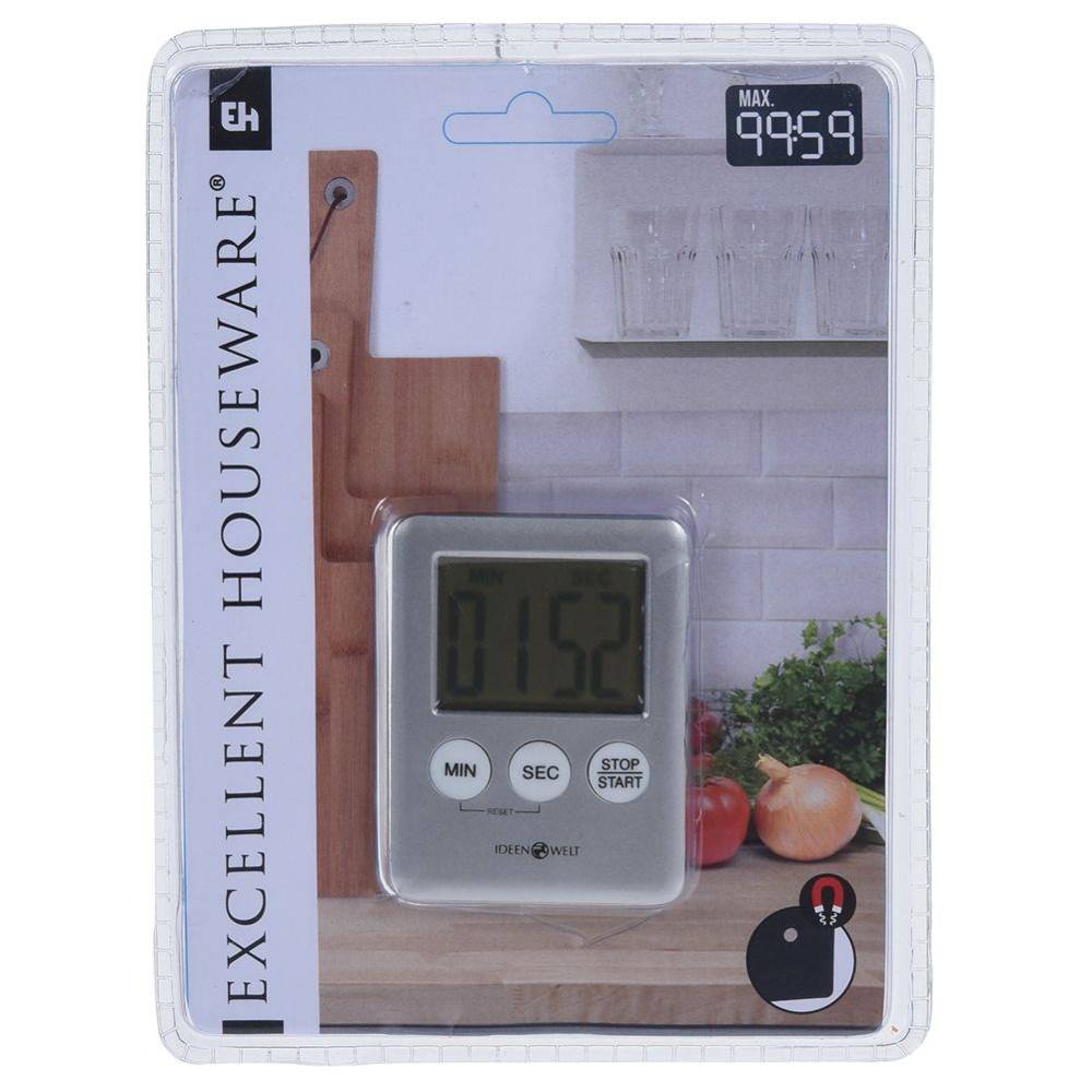 Excellent Houseware Kitchen Timer Silver 70mm x 55mm x 10mm 121433