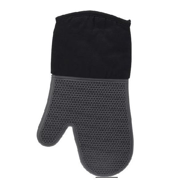 Excellent Houseware Silicon-Cotton Kitchen Glove Black and Grey 082168