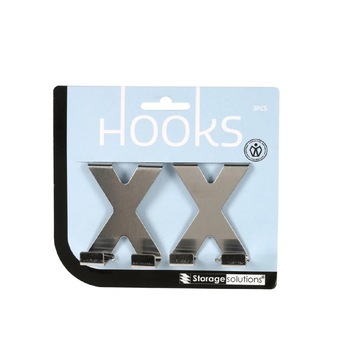Storage Solutions X Door Hooks Silver 7cm x 5cm x 3cm Pack of 2 140782