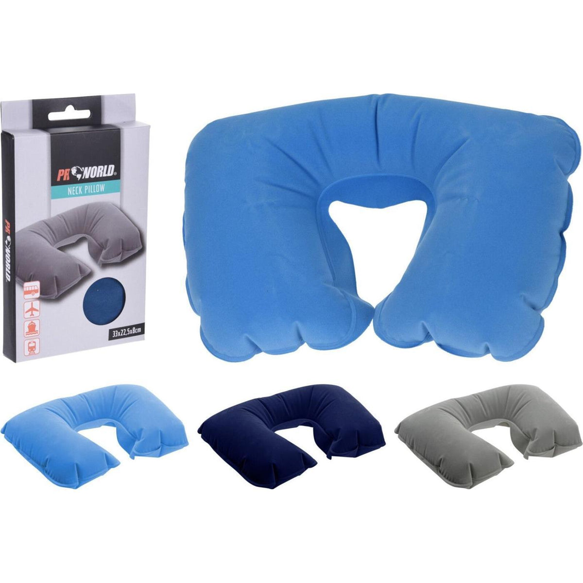 Proworld Inflatable Neck Pillow Assorted 33cm x 22.5cm x 8cm 152384