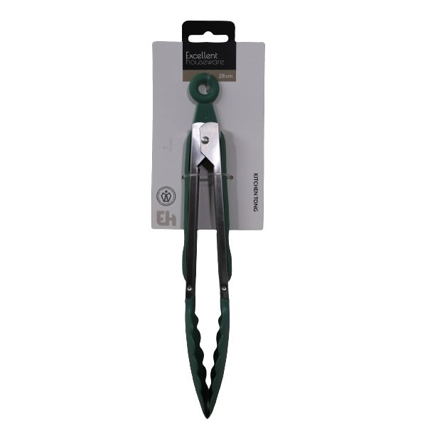 Excellent Houseware Kitchen Tong Green 28cm 152148 | Stainless Steel | Heat Resistant