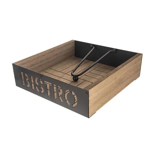 Bistro Napkin Holder Black and Brown 18cm x 18cm x 5cm 129281