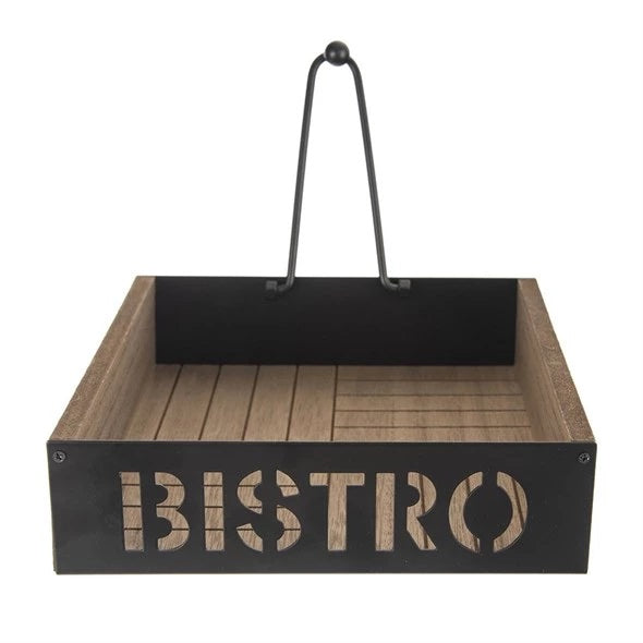 Bistro Napkin Holder Black and Brown 18cm x 18cm x 5cm 129281