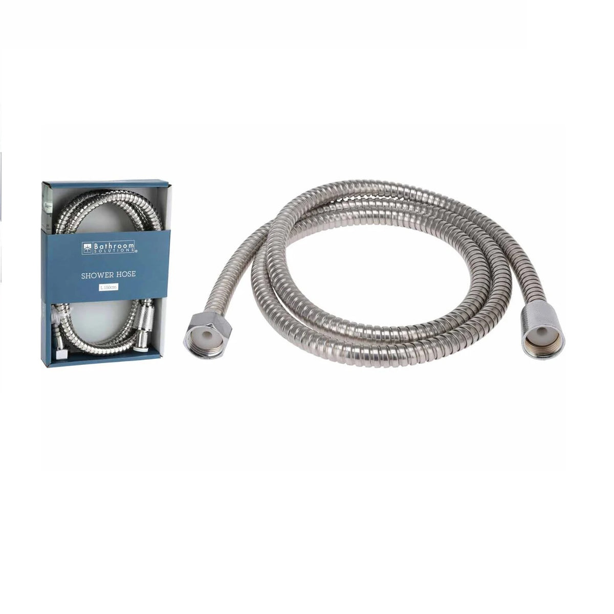 Bathroom Solutions Shower Hose Chrome Plated 150cm 151278 | Stainless Steel | Water Saving Rings