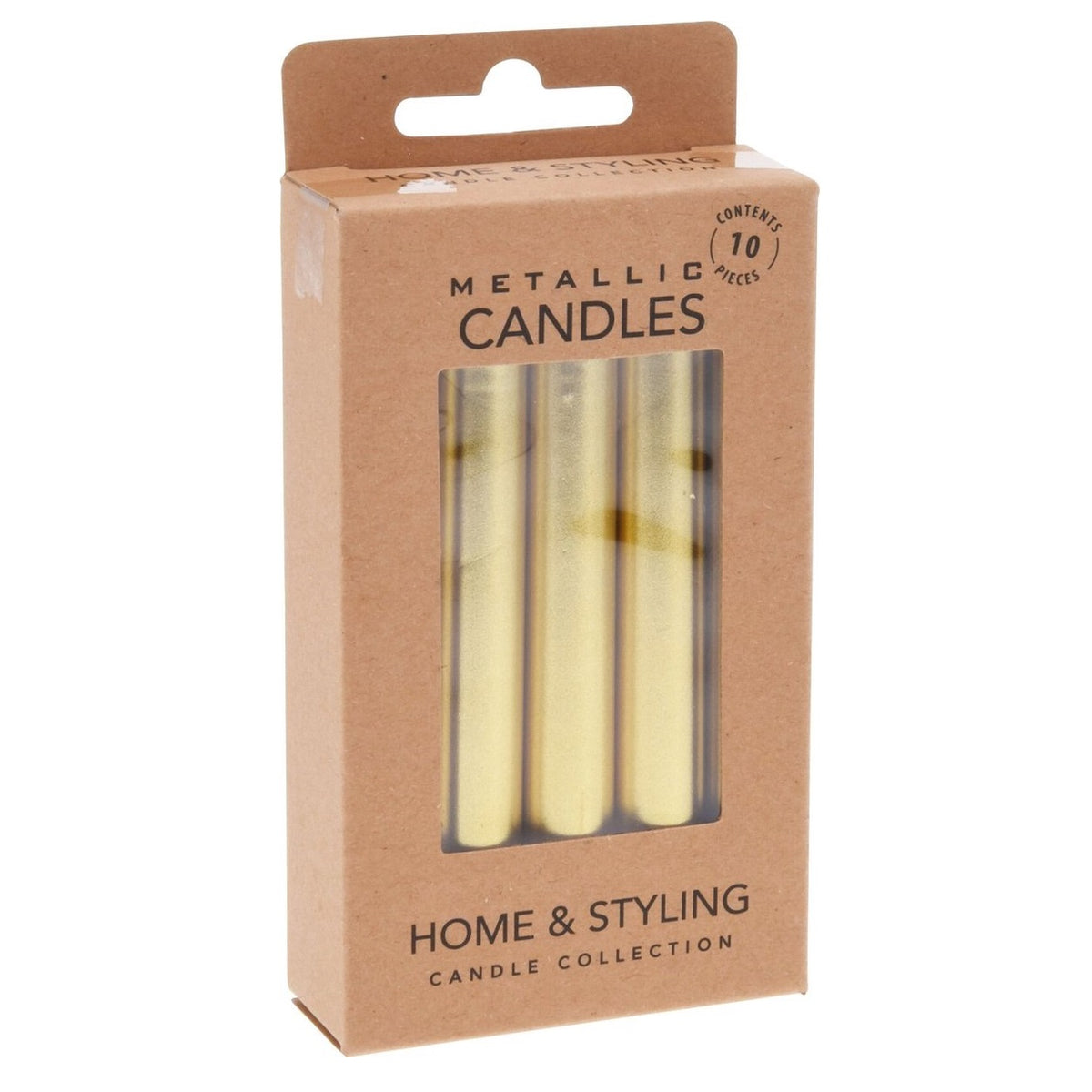 Home and Styling Metallic Candles Gold Pack of 10 090776