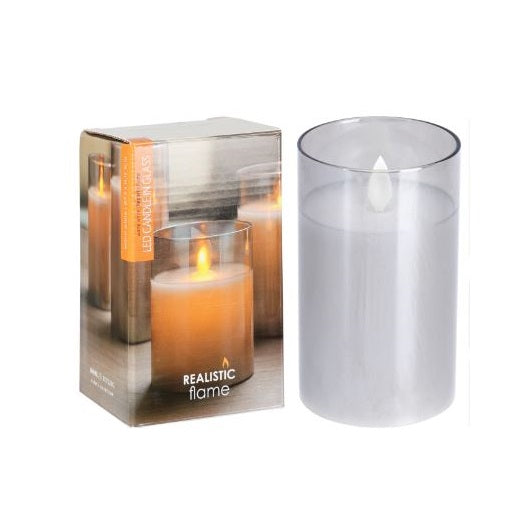 Realistic Flame LED Candle in Glass Warm White 7.5cm x 12.5cm XX8-113840
