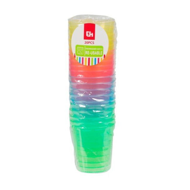 Excellent Houseware Shot Glasses Pack of 20 30ml 120752 | Assorted Colours | Reusable | Dishwasher Safe | Party Glasses