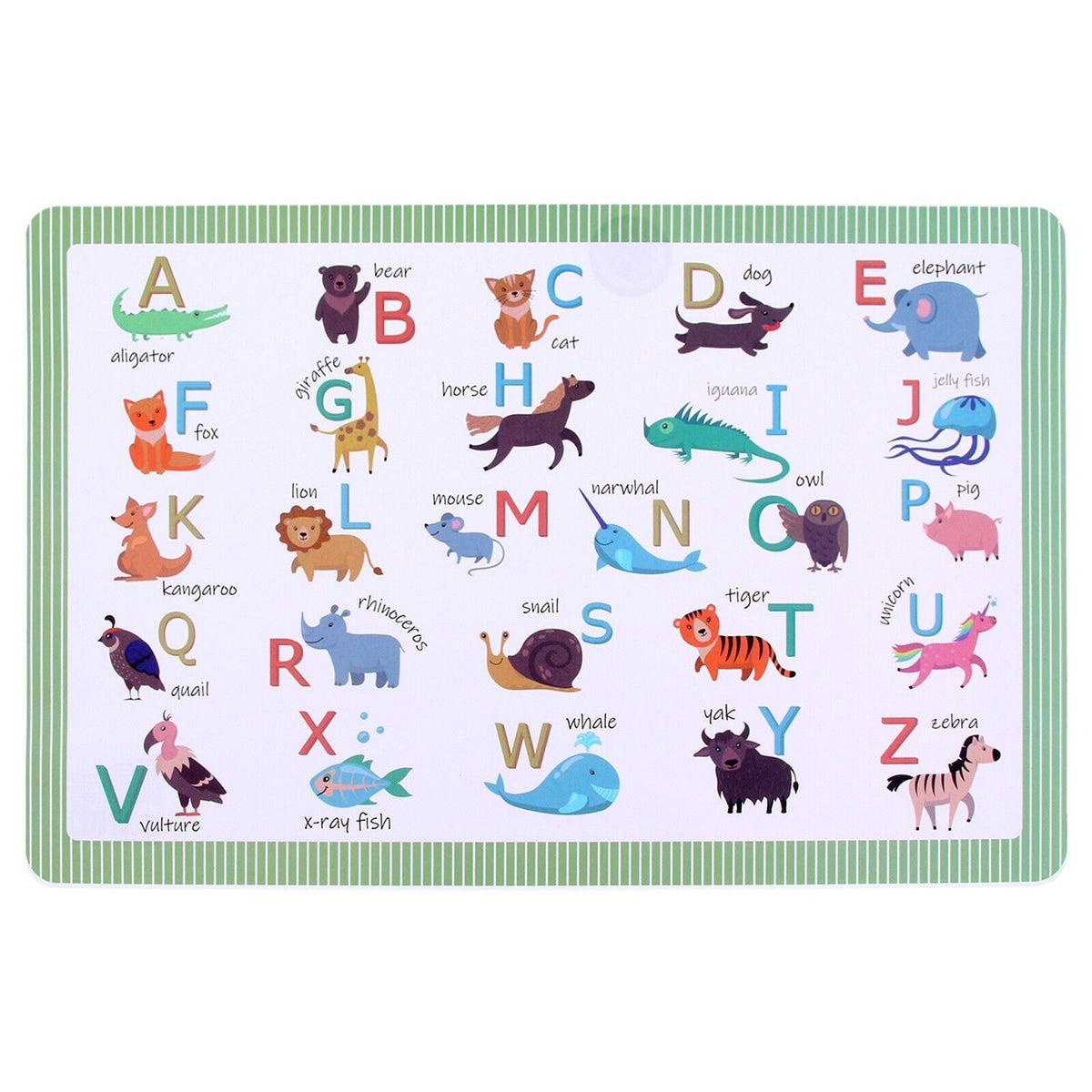 Kids Placemat White 435mm x 285mm 097728 | Animals Alphabet | Made of PP-polypropylene | Children Dining Mat