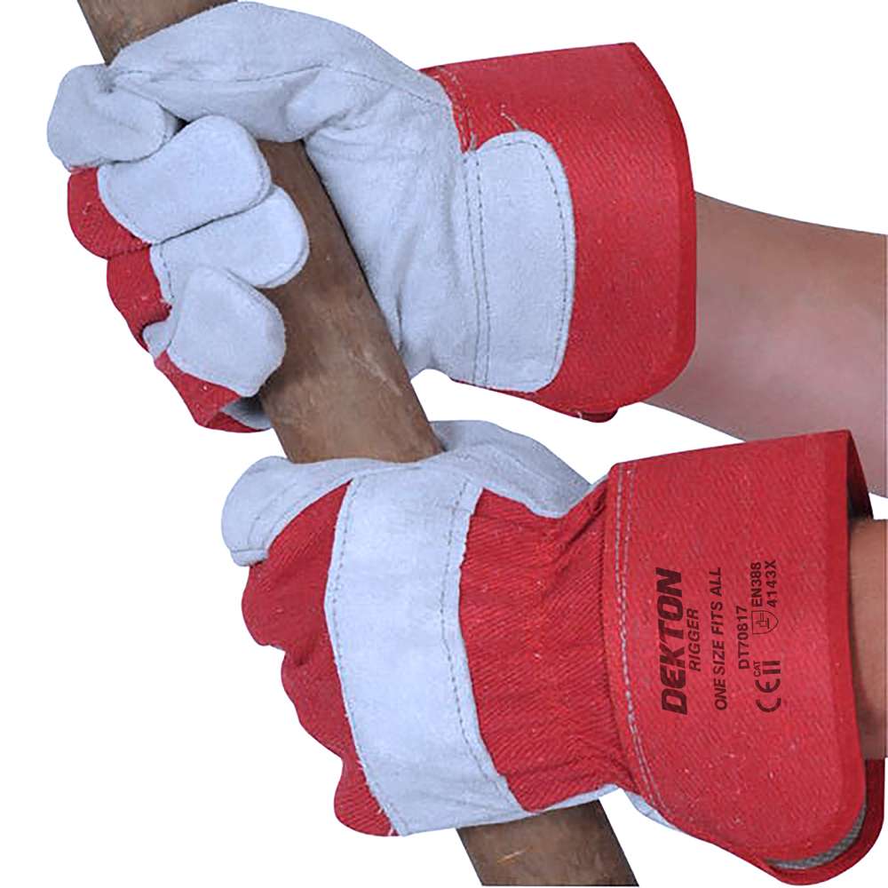Dekton Rigger Gloves One Size Fits All Red and White DT70817