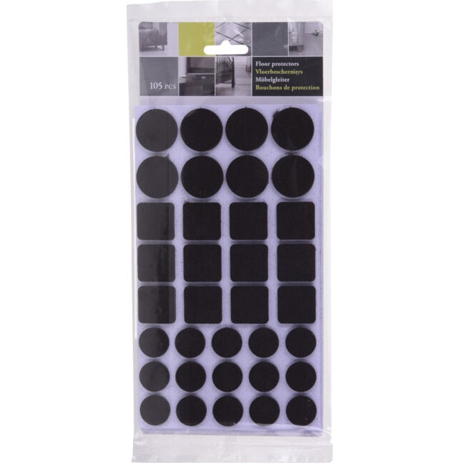 Anti Slip Floor Protectors Black 105-Piece 080878