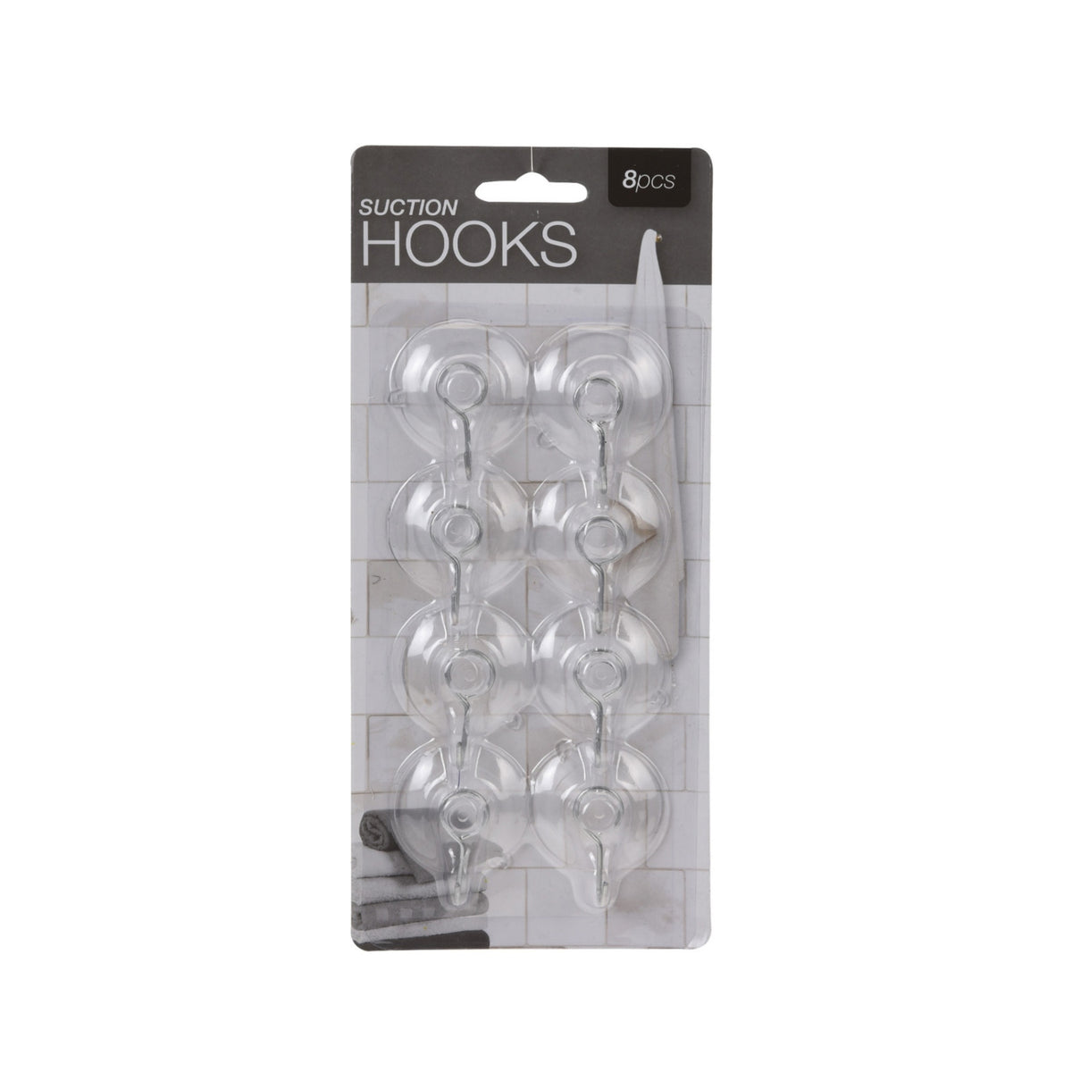 Storage Solutions Suction Hooks Clear Pack of 8 087265