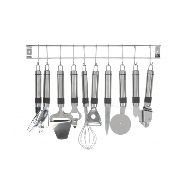 Excellent Houseware Stainless Steel Kitchen Utensils Set Chrome 9-Piece 047702