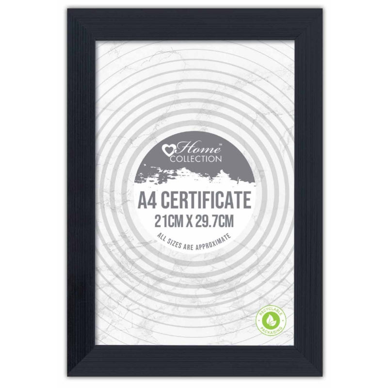 Design Group A4 Certificate Photo Frame Black 21cm x 29.7cm MILH-1
