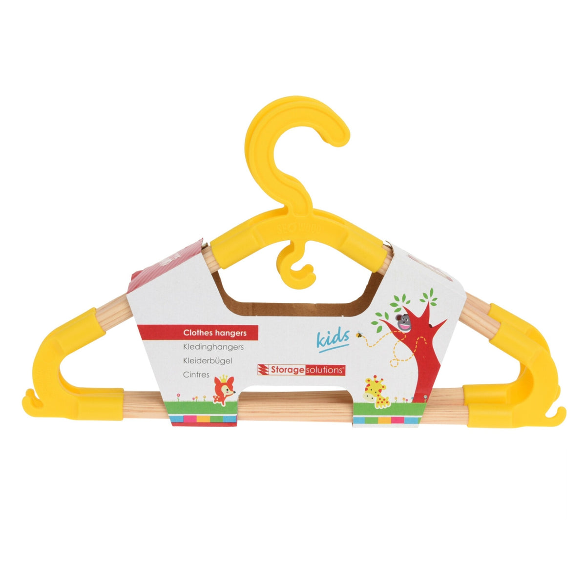 Storage Solutions Kids Pinewood Clothes Hangers Yellow Pack of 3 046240