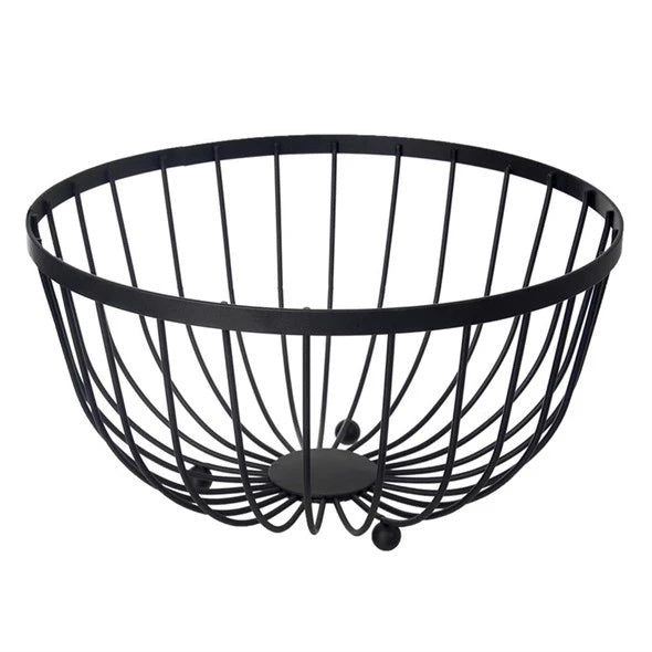 Excellent Houseware Round Metal Fruit Basket Black 097708