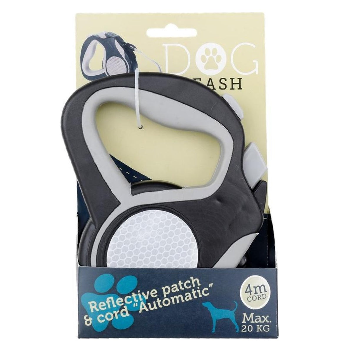 Reflective Patch and Cord Automatic Dog Leash Black and Grey 4Mtr 057628