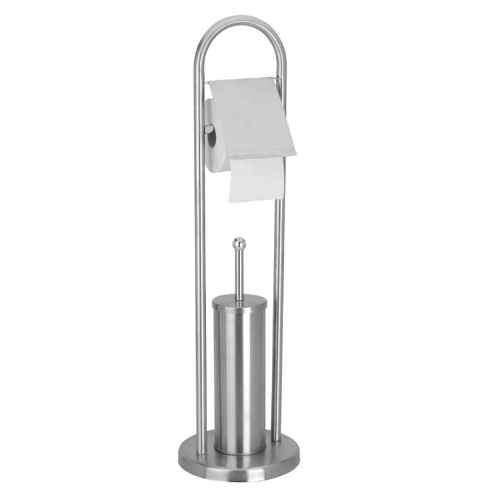Bathroom Solutions Standing Toilet Roll Holder with Toilet Brush Chrome 80cm 097720