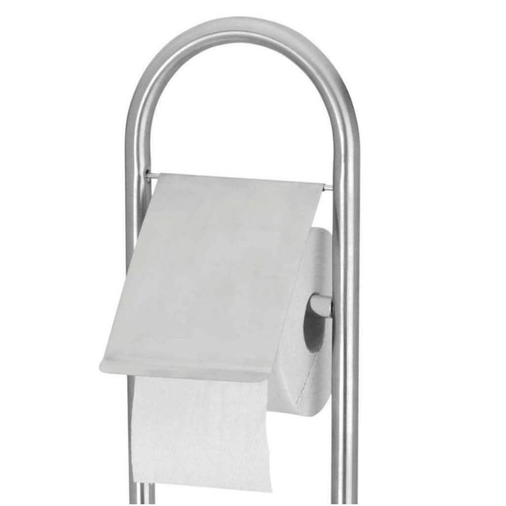 Bathroom Solutions Standing Toilet Roll Holder with Toilet Brush Chrome 80cm 097720