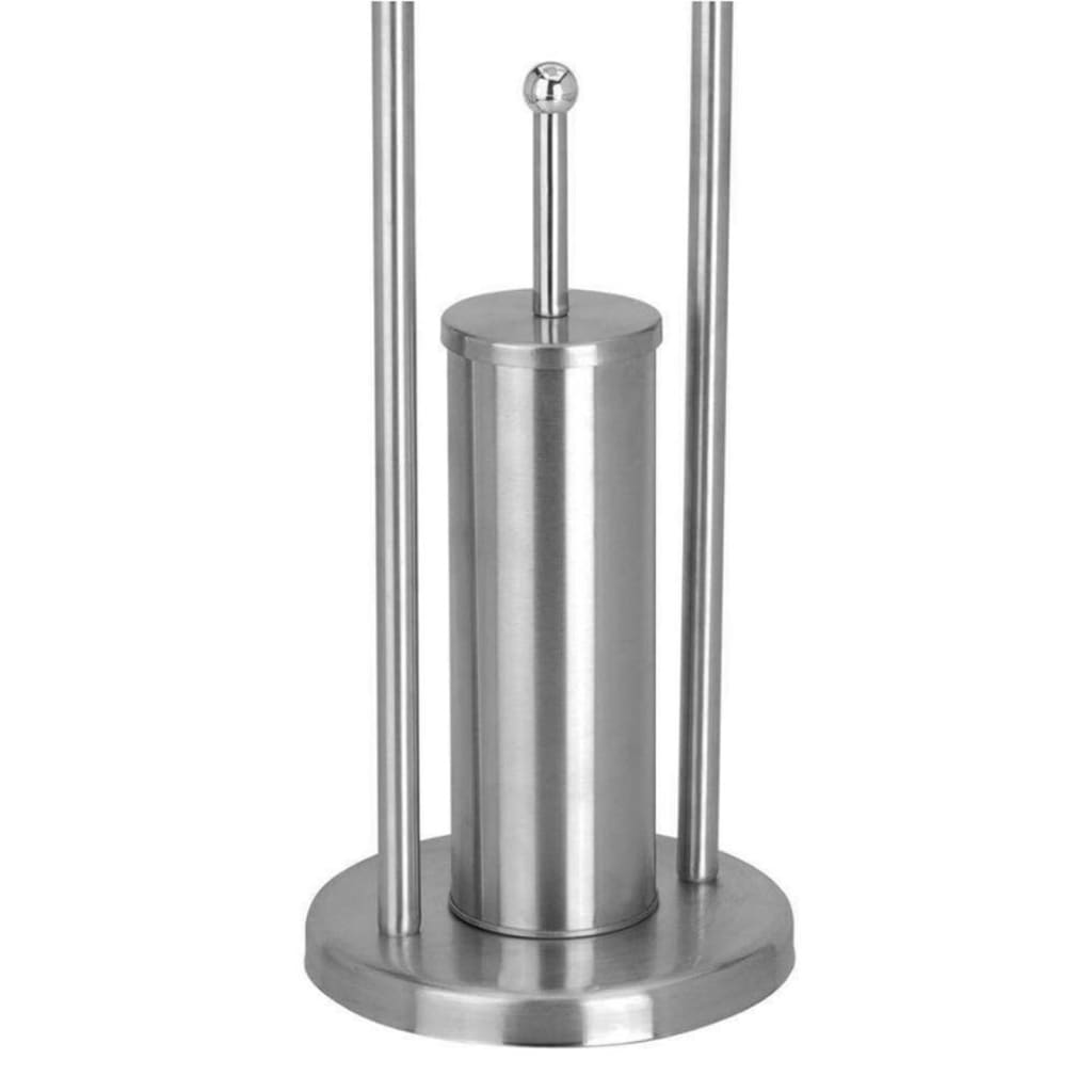 Bathroom Solutions Standing Toilet Roll Holder with Toilet Brush Chrome 80cm 097720