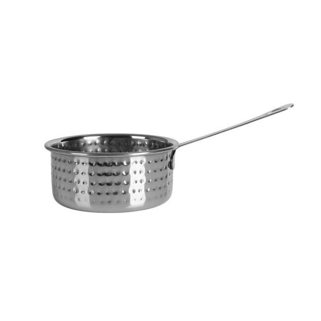 Saucepan For Serving Tapas and Snacks Hammered Stainless Steel Chrome 12cm 077936